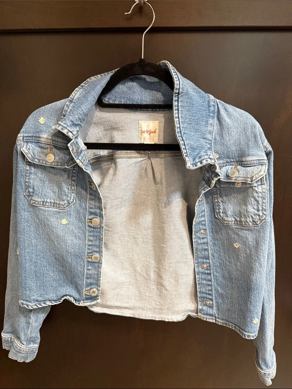 Cat & Jack Light Blue Denim Jacket with Daisy Embroidery